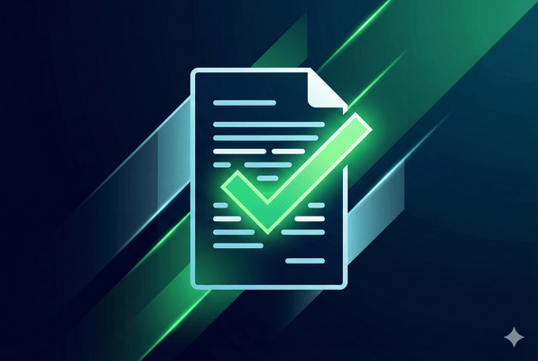 Ilustrație cu document și bifă, simbol pentru transparență